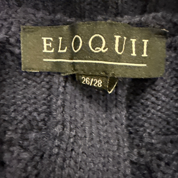 Women's ELOQUII Navy & White Cable Knit Cardigan Plus Size 26/28 - Picture 8 of 9